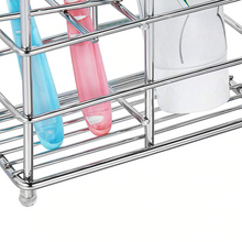 Load image into Gallery viewer, Toothbrush Holder Stainless Steel Multifunction Practical Bathroom Toothpaste Holder Stand Vertical Toothbrush Holder Storage
